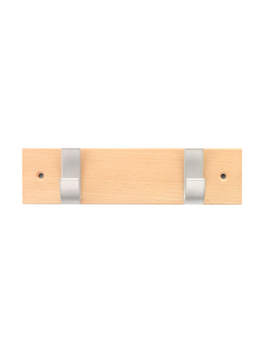 Inofix Wooden Wall Hanger with 2 Slots Brown 23.1x6x6cm 1pc