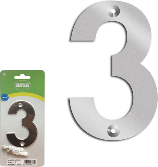 Amig Hausnummer 3 in Silber Farbe 10cm 27716