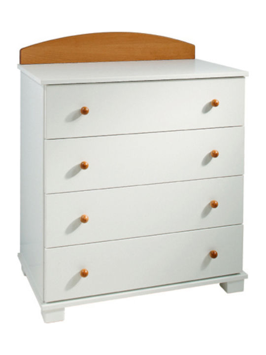 Felicia Baby Dresser with 4 Drawers White 80x46x97cm