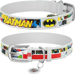 WauDog Batman 1 Кожен Ошийник в Бял Цвят 20 - 28см