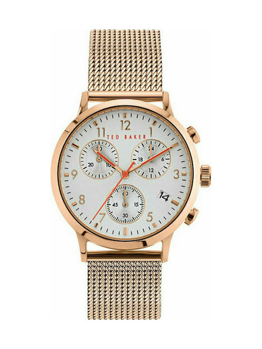 Ted Baker Cosmop Watch Chronograph Battery with Pink Gold Metal Bracelet