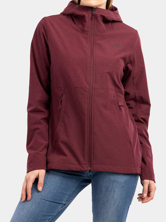 Shelbe Raschel Women's for Hiking Short Sports Softshell Jacket Waterproof and Windproof for Winter with Hood Burgundy