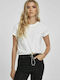 Urban Classics TB3629 Women's Summer Crop Top Cotton Short Sleeve White