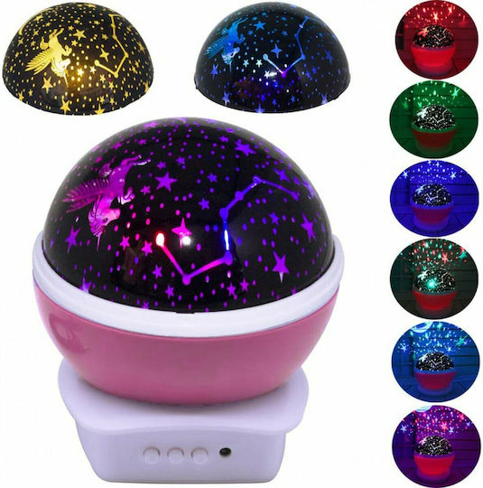 LED Drehend Kinderprojektorlampe Moon Star Rosa