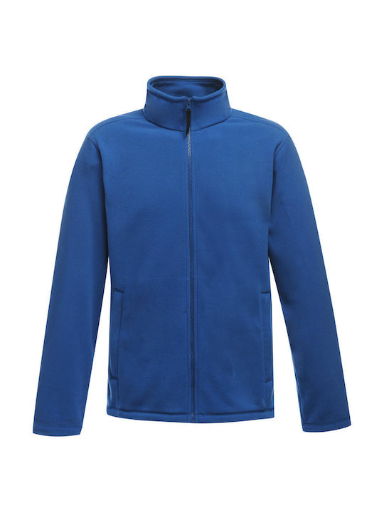 TRF557 Men's Fleece Cardigan with Zipper Blue