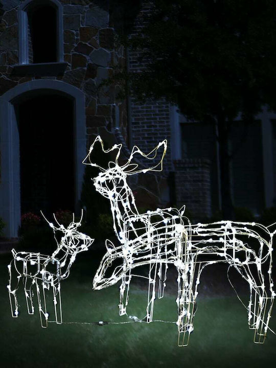 vidaXL Christmas Plastic Outdoor Illuminated Reindeer Figure White Electric 3pcs