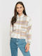 Only Women's Checked Short Overshirt with Buttons Beige