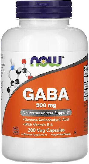 Now Foods GABA 500mg 200 Herbal Capsules Unflavoured