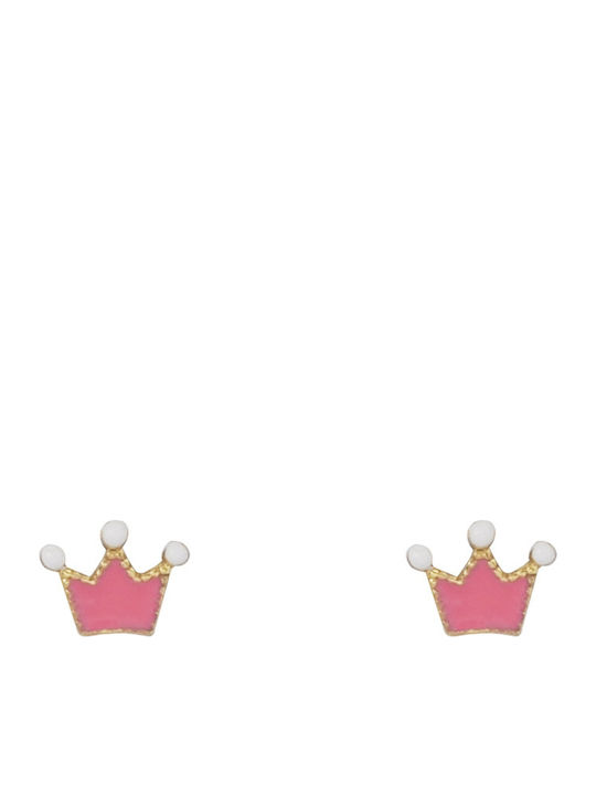 Gold Studs Kids Earrings Crowns 14K