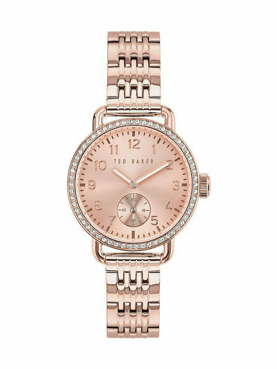 Ted Baker Hannahh Γυναικείο Ρολόι 34mm Χρονογράφος Μπαταρίας με Ροζ Χρυσό Μεταλλικό Μπρασελέ