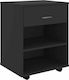 Office Storage Chipboard Cabinet With Wheels & Drawers Black Velvet-Black Metal L46xW36xH59cm