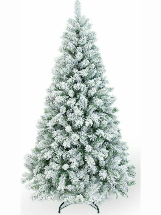 Norway Spruce Snowy Christmas Green Tree with Metallic Base H180cm