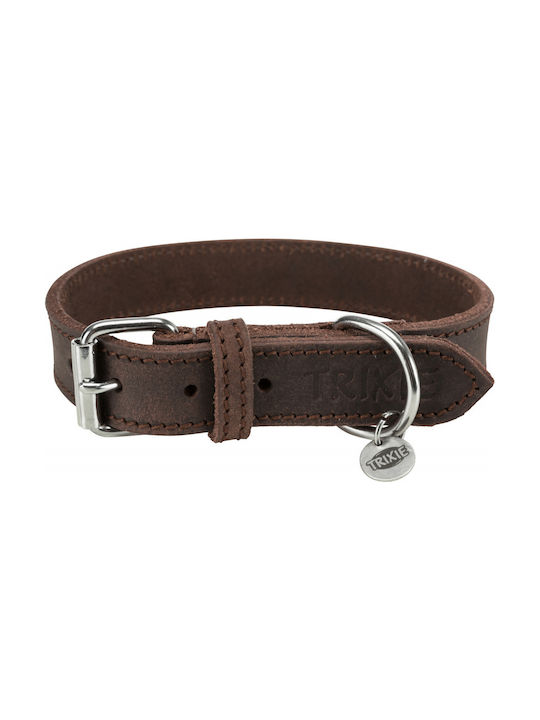 Trixie Rustic Dog Collar Leather In Brown Colour Medium / Small 25mm x 34 - 40cm