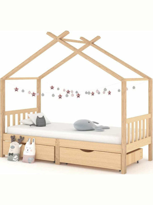 Παιδικό Κρεβάτι Τύπου Montessori Μονό για Στρώμα 90x200cm Φυσικό