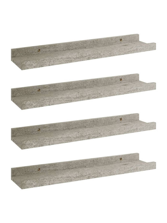 Shelves Wall Grey 4pcs 40x9x3cm