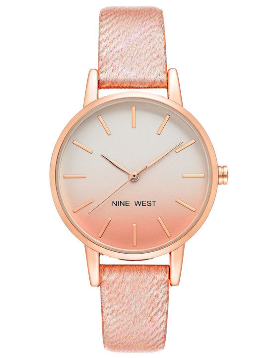 Nine West Damen Uhr mit Rosa Lederarmband