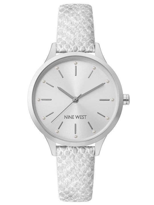 Nine West Ceas de Damă cu Argintiu Curea din Piele