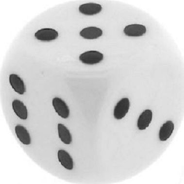 Plastic Dice White 1.9x1.9cm