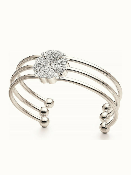 Folli Follie Heart4heart Women's Silver Handcuff Bracelet 17cm