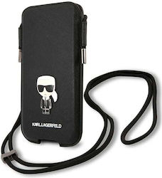 Karl Lagerfeld Saffiano Metal Logo L Sock & Pouch Μαύρο