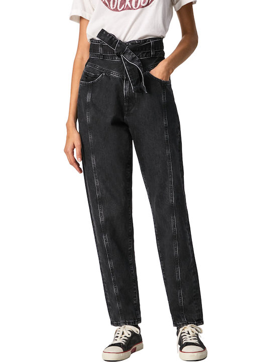 Pepe Jeans Rayven High Waist Women's Jean Trousers in Relaxed Fit Black
