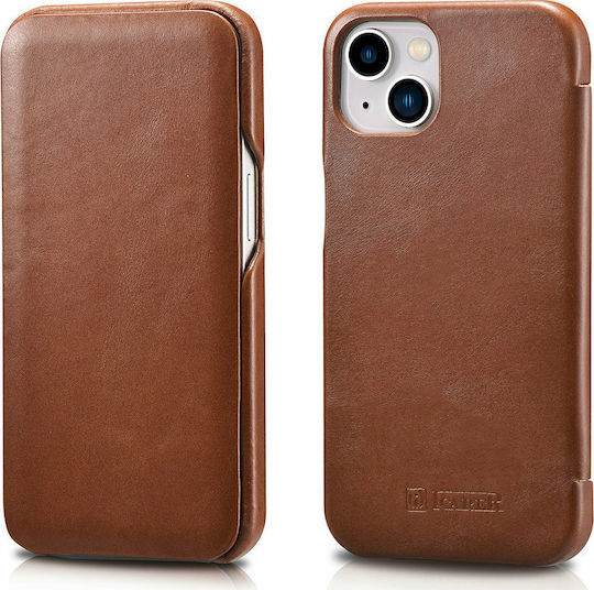 iCarer Curved Edge Vintage Book Δερμάτινο Καφέ (iPhone 13 mini)