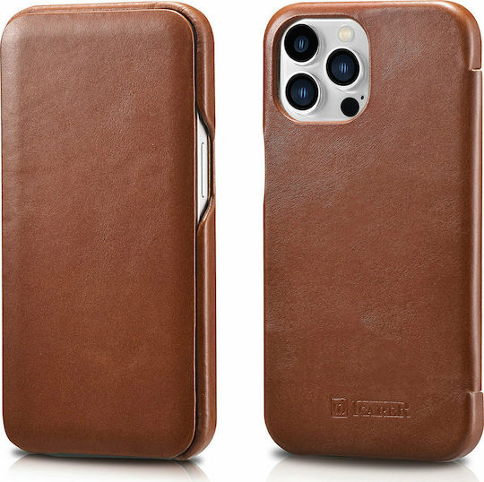 iCarer Curved Edge Vintage Book Δερμάτινο Καφέ (iPhone 13 Pro)