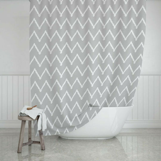 Estia Waves Duschvorhang Stoff 180x200cm Grey