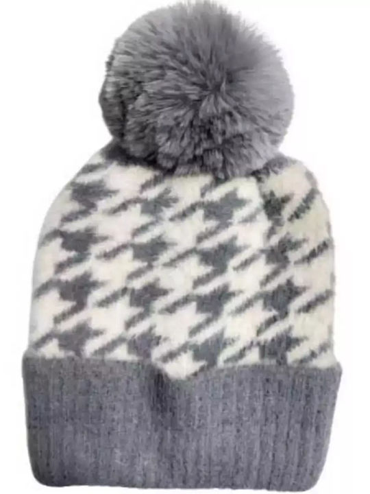 Verde Γυναικείος Pom Pom Beanie Σκούφος σε Γκρι χρώμα