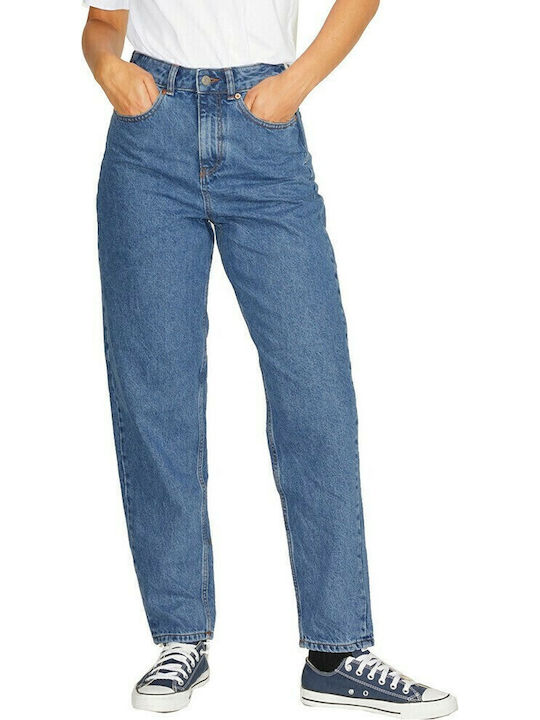 High Waist Women's Jean Trousers in Mom Fit Medium Blue Denim
