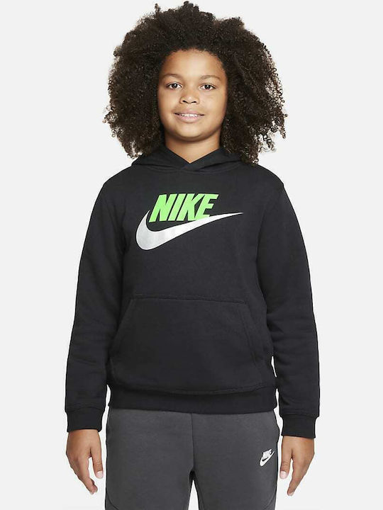 Nike Fleece - Polar Hanorac pentru copii cu glugă și buzunare Negru