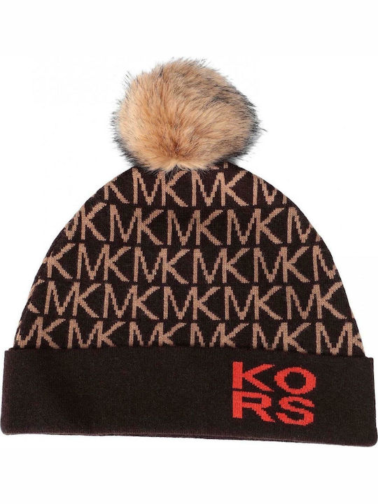 Pom Pom Beanie Beanie Knitted Chocolate