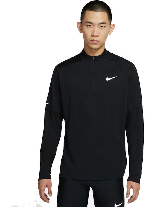 Nike Ανδρική Μπλούζα Dri-Fit με Φερμουάρ Μακρυμάνικη Μαύρη