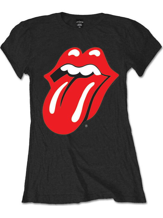 Pegasus Classic Tongue Ladies Γυναικείο T-shirt Rolling Stones Μαύρο Βαμβακερό