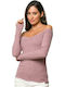 Noobass Women's Blouse Off-Shoulder Pink