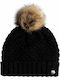 Blizzard Pom Pom Beanie Frauen Fleece Beanie mit Strickmuster in Schwarz Farbe