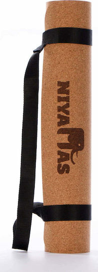 Niyamas Eco Cork Atma Exercise Mat Yoga Brown with Carry Strap (183x66x0.5cm)