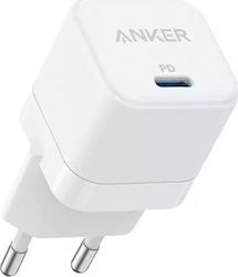 Anker Ladegerät ohne Kabel mit USB-C Anschluss 20W Stromlieferung / Schnellaufladung 3.0 Weißs (Powerport III Cube)