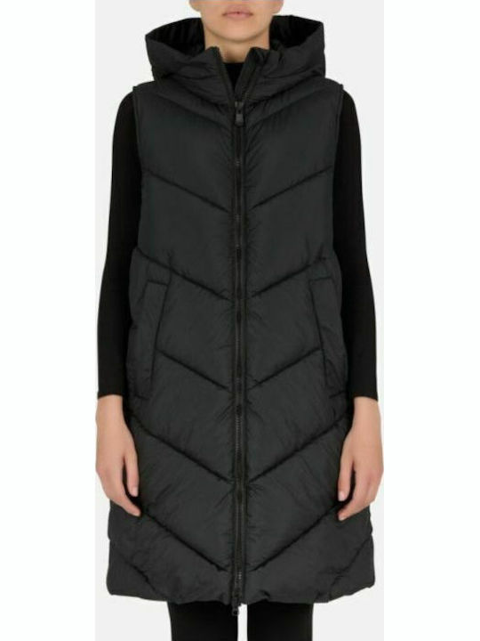 Juliet Women's Long Puffer Jacket for Winter with Hood Black