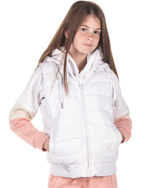 District75 Kinder-Sweatjacke mit Kapuze Weiß