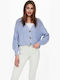Carol Nice Short Women's Knitted Cardigan with Buttons Blue Heron