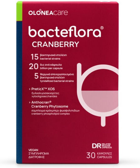 Olonea BacteFlora Cranberry with Probiotics and Prebiotics 30 veg. caps