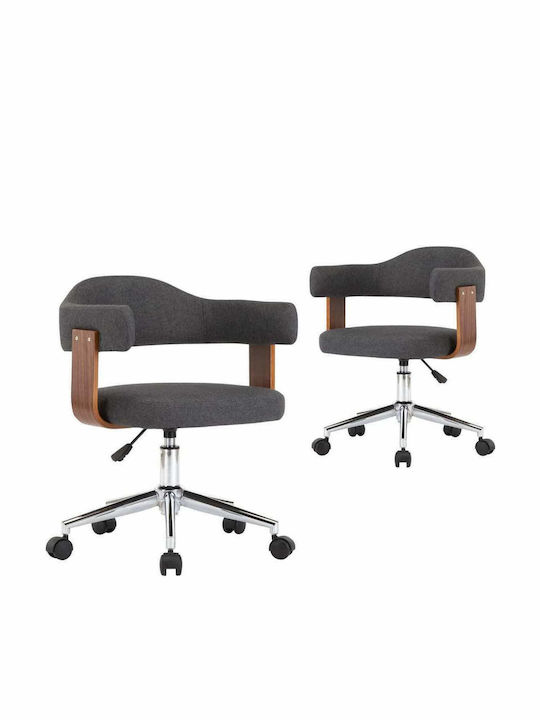 Swivel Visitor Armchair with Wheels Γκρι 49.5x51.5x94cm 2pcs