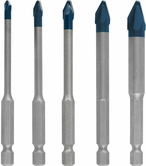 Bosch Expert HEX-9 HardCeramic Σετ 5 Τρυπάνια με Εξάγωνο Στέλεχος για Γυαλί και Πλακίδια