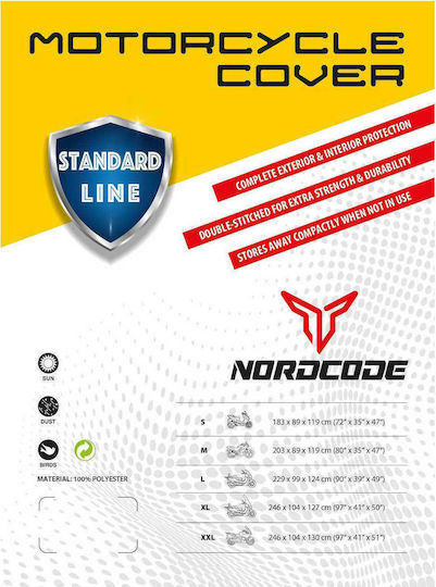Nordcode Waterproof Motorcycle Cover Standard Line XXL L246xW104xH130cm