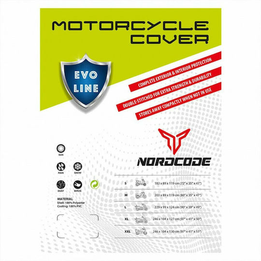 Nordcode Κουκούλα Μηχανής Wasserdicht Evo Line Extra groß L246xB104xH127cm