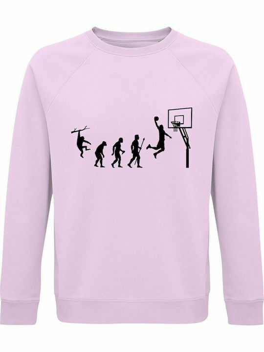 Sweatshirt Unisex, Organic "Basketball Evolution", Creamy pink