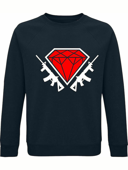 Sweatshirt Unisex, Bio " Diamond Guns ", French Navy