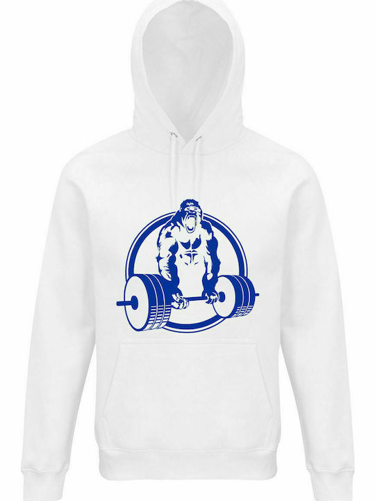 Hoodie Unisex, Organic " Beast Mode ", White