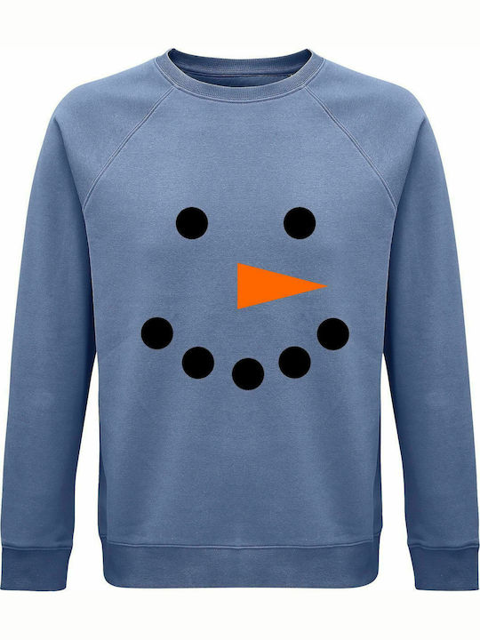 Sweatshirt Unisex, Organic " Snoawman ", Blue